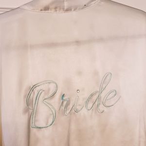 2X plus size white polyester Bride robe